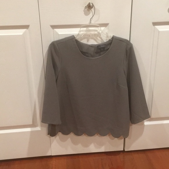 The Limited Tops - The Limited grey scalloped shirt